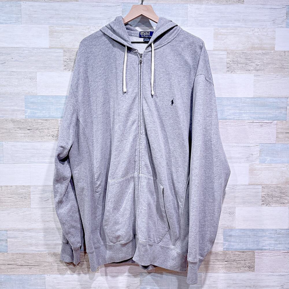 POLO Ralph Lauren Double Knit Full Zip Hoodie Heather Gray Mens 2XLT 2XL Tall